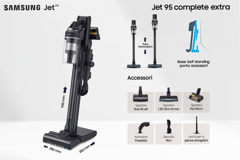 Aspirapolvere Samsung Jet™ 95 complete extra 210W 0.8lt Nero 580w