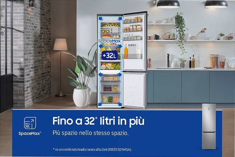 Frigorifero Combinato Samsung EcoFlex AI 2m 390L RB38C775CS9 Inox C
