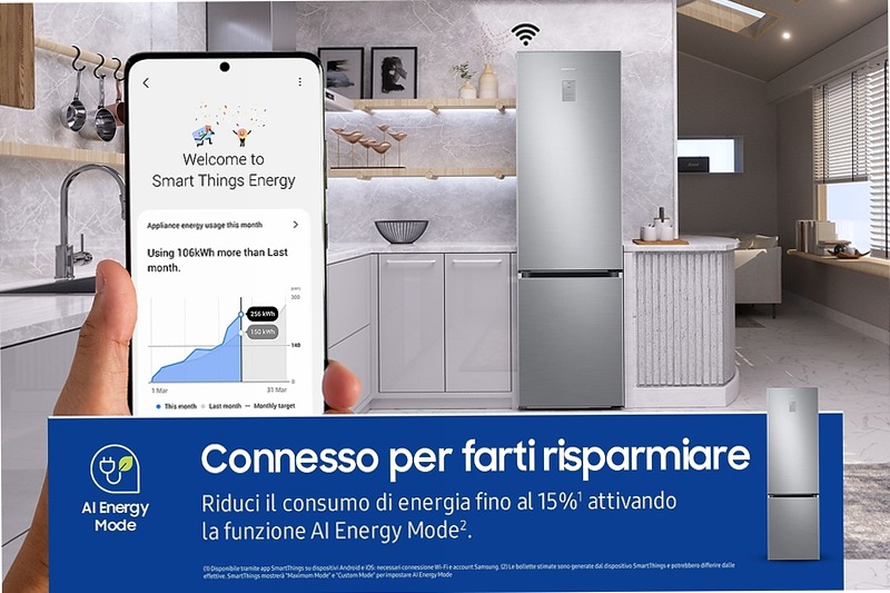 Frigorifero Combinato Samsung EcoFlex AI 2m 390L RB38C775CS9 Inox C