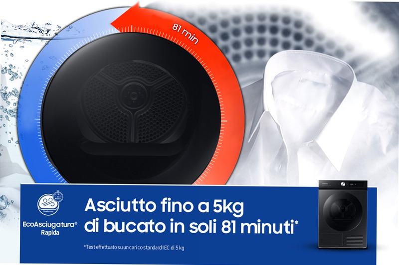 Asciugatrice Bespoke AI™ QuickDry 9Kg DV90BB7445GB C Nero