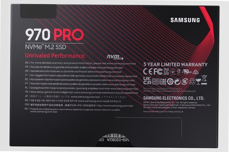 Samsung SSD 970 PRO M.2 NVMe 1TB 3500MB/s 3200MB/s