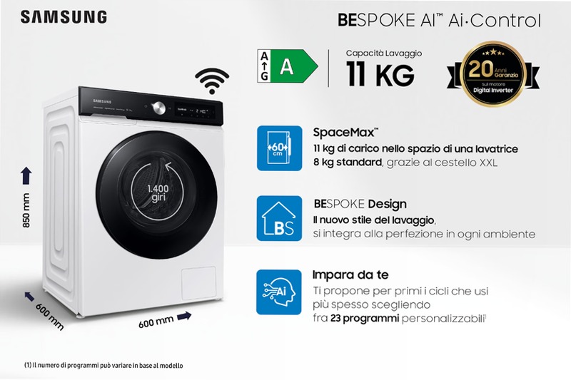 Lavatrice Bespoke AI™ 11Kg WW11BB704DGE Bianco
