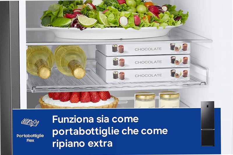 Frigorifero Combinato Samsung EcoFlex AI 2m 390L RB38C776CB1/EF Nero C