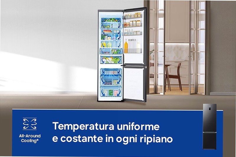Frigorifero Combinato Samsung EcoFlex AI 2m 390L RB38C776CB1/EF Nero C