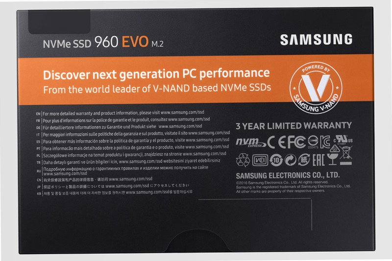 Samsung SSD 960 EVO M.2 NVMe 250GB