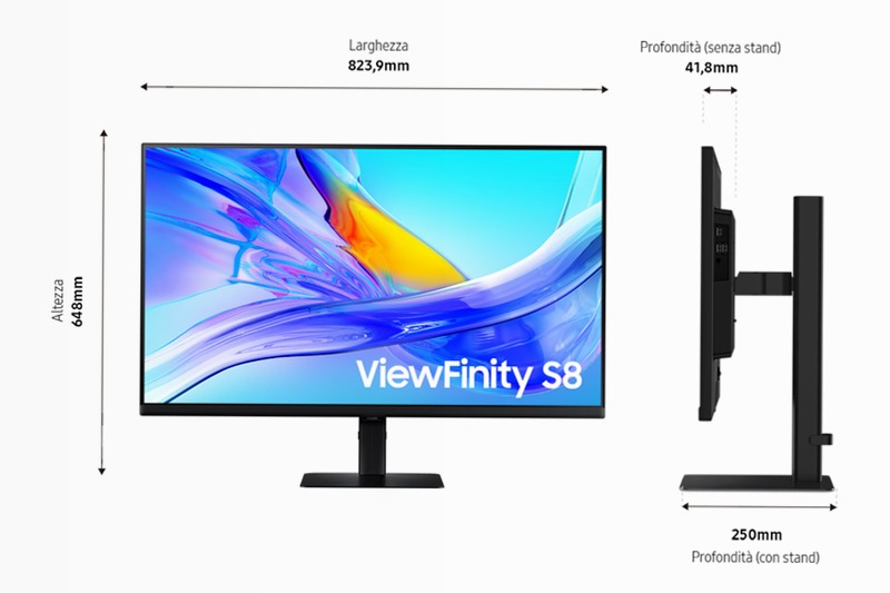 Monitor HRM ViewFinity S8 - S80UD da 37" UHD Flat Nero VA
