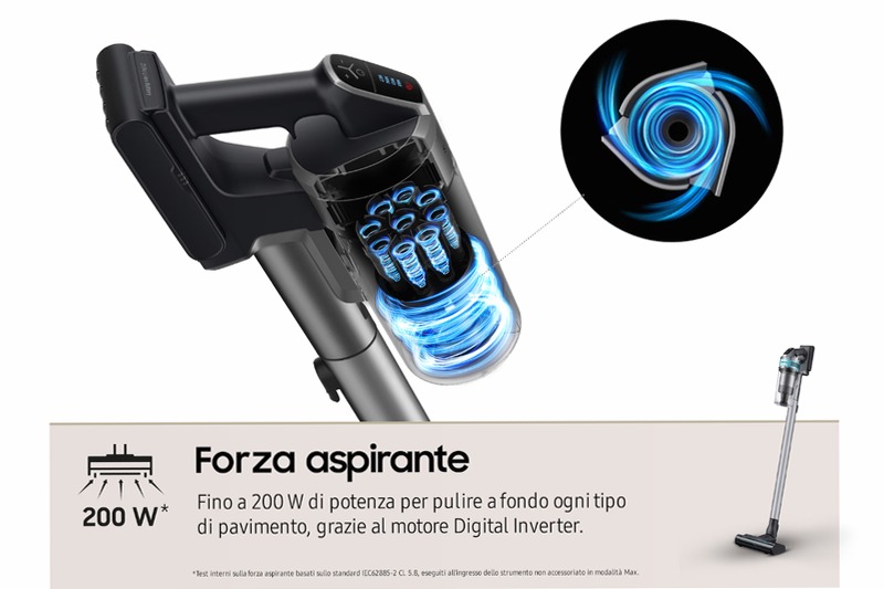 Aspirapolvere Samsung Jet™ 75E VS20B75AGR1 0.8lt A Nero 550w