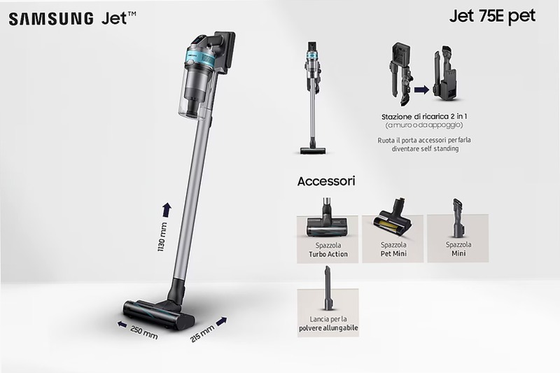 Aspirapolvere senza filo Samsung Jet™ 75E pet 200W VS20B75AGR1