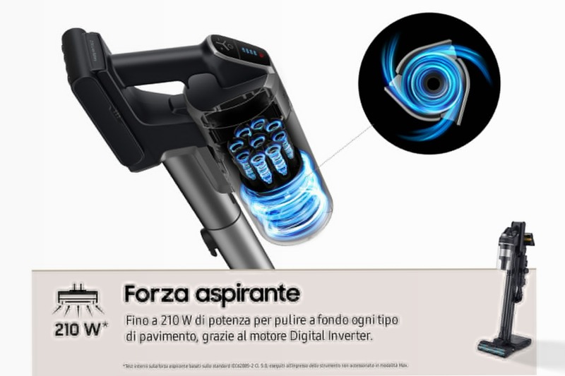 Aspirapolvere senza filo Samsung Jet™ 95 multi extra 0.8lt Nero 580w