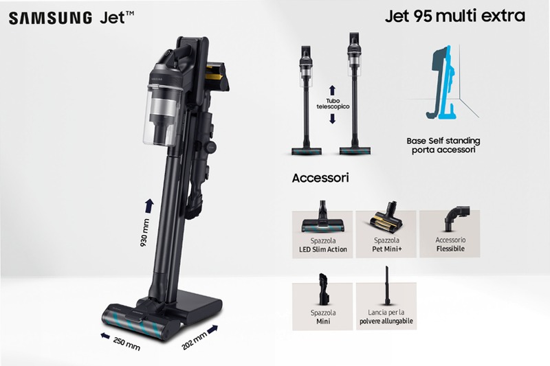 Aspirapolvere senza filo Samsung Jet™ 95 multi extra 0.8lt Nero 580w