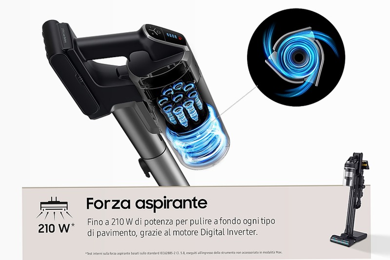 Aspirapolvere senza filo Samsung Jet™ 95 multi extra 210W VS20C955CTK