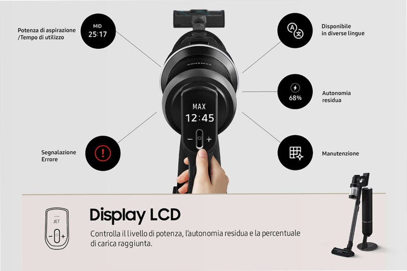 Aspirapolvere Samsung Bespoke Jet™ AI - Pulizia Efficace e Intelligente 0.5lt Nero 1400w