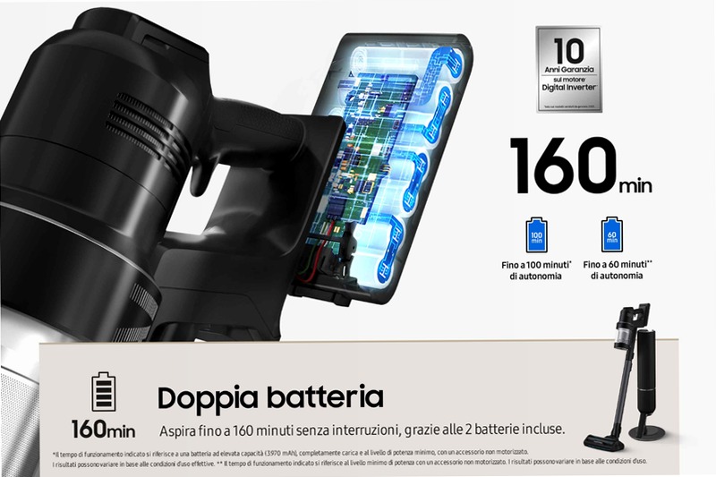 Aspirapolvere Samsung Bespoke Jet™ AI - Pulizia Efficace e Intelligente 0.5lt Nero 1400w