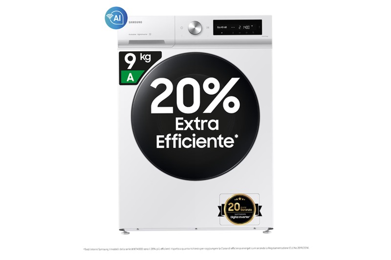 Lavatrice Samsung Bespoke AI™ 9Kg - Efficienza Energetica e Tecnologia Avanzata Bianco