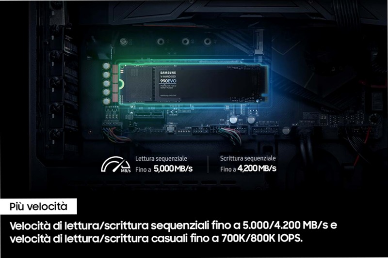 SSD 990 EVO 2TB - Prestazioni eccellenti PCIe 4.0 5000MB/s 5000MB/s
