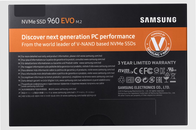 Samsung SSD 960 EVO M.2 NVMe 1TB PCIe 3.0 3200MB/s 3200MB/s