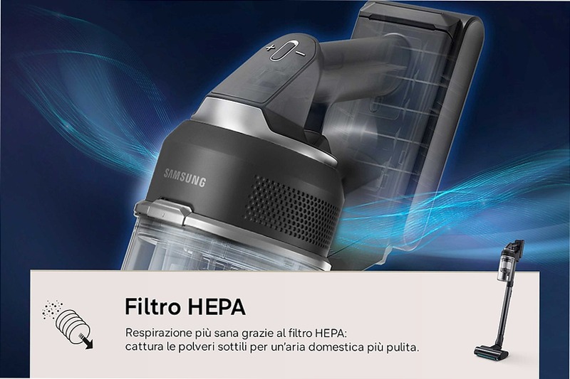 Aspirapolvere senza filo Samsung Jet 95S Complete Extra 280W 120 min 2.49kg con spazzola Slim LED Satin Black | Samsung Italia