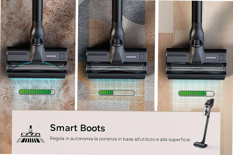 Aspirapolvere senza filo Samsung Jet 95S Complete Extra 280W 120 min 2.49kg con spazzola Slim LED Satin Black | Samsung Italia