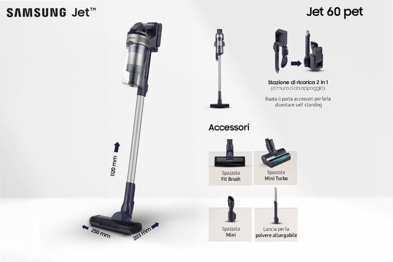 Aspirapolvere Samsung Jet™ 60 Pet VS15A6032R5/ET 0.8lt A Nero 410w
