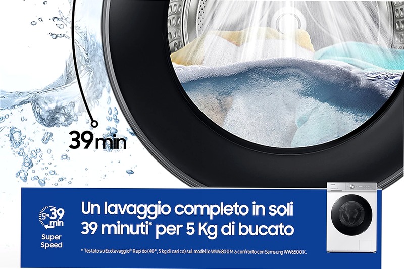 Lavatrice Samsung Bespoke AI™ Quickdrive 9kg WW90DB8U95GHU3 Bianco