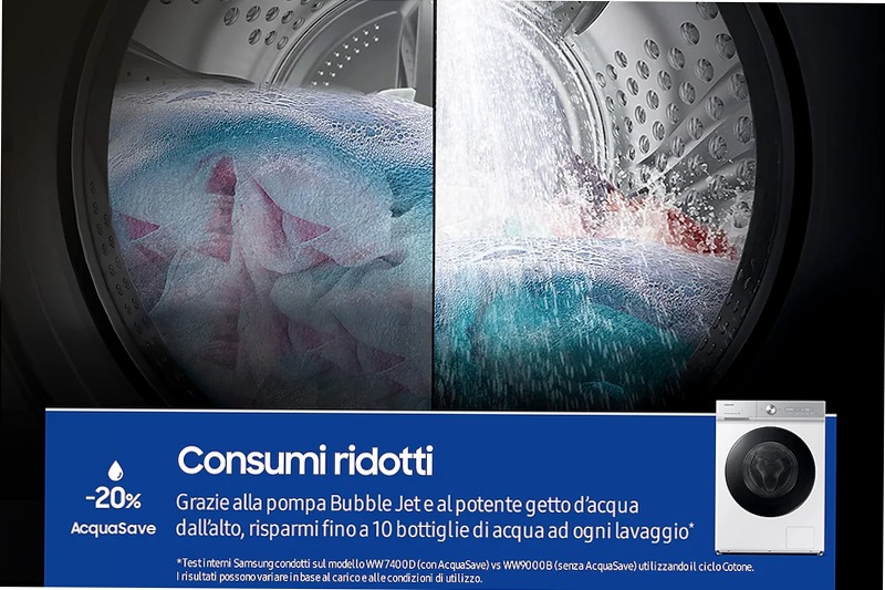 Lavatrice Samsung Bespoke AI™ Quickdrive 9kg WW90DB8U95GHU3 Bianco