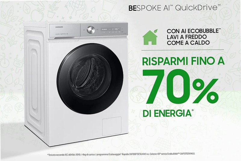 Lavatrice Samsung Bespoke AI™ Quickdrive 9kg WW90DB8U95GHU3 Bianco