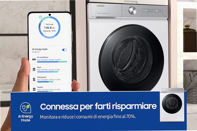 Lavatrice Samsung Bespoke AI™ Quickdrive 9kg WW90DB8U95GHU3 Bianco