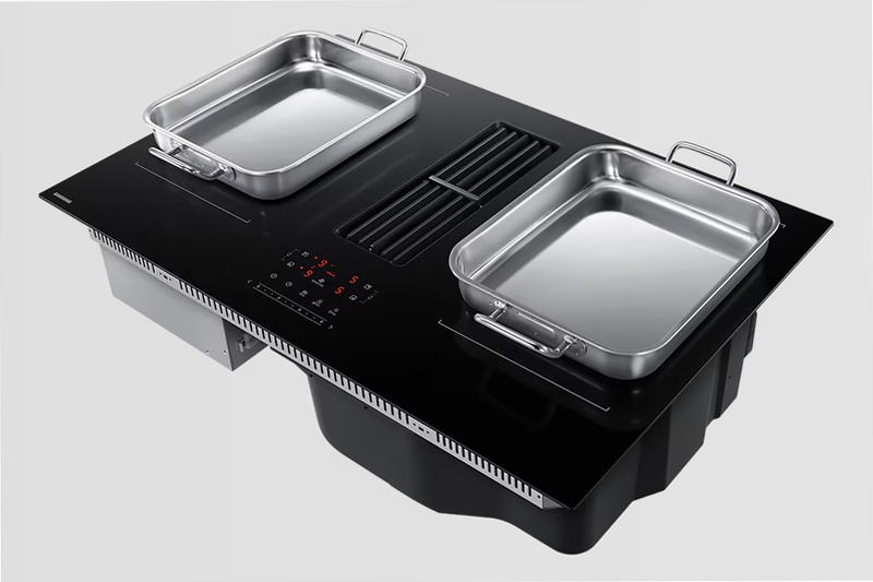 Piano cottura a induzione con Cappa Integrata Samsung CC90H84JADUR Nero