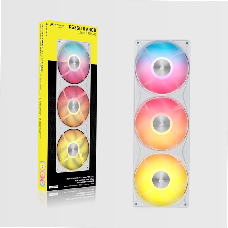 Ventole PWM a telaio unificato RS360 II ARGB - Bianco