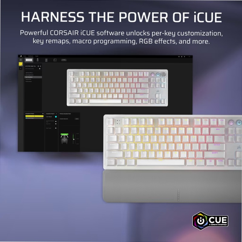 Tastiera gaming programmabile ad alte prestazioni K70 PRO TKL a effetto Hall con Rapid Trigger - Bianco