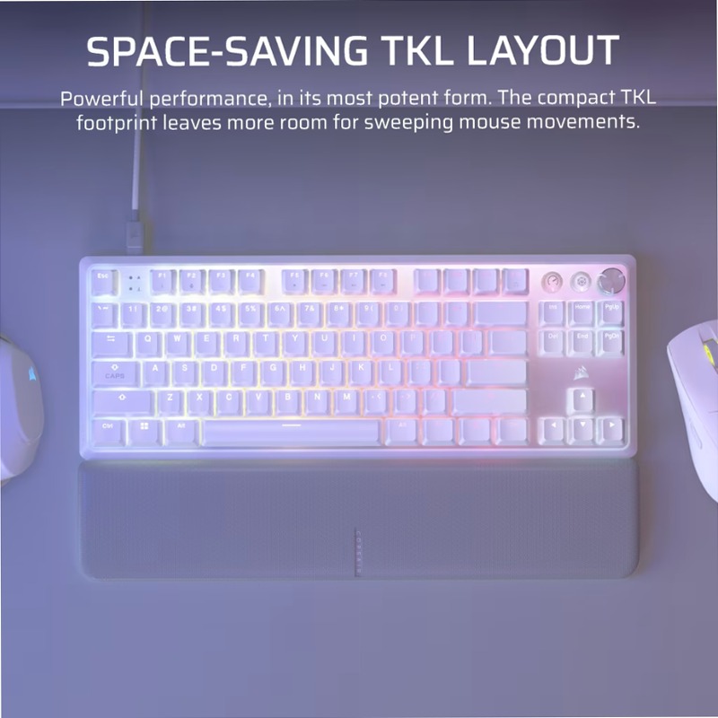 Tastiera gaming programmabile ad alte prestazioni K70 PRO TKL a effetto Hall con Rapid Trigger - Bianco
