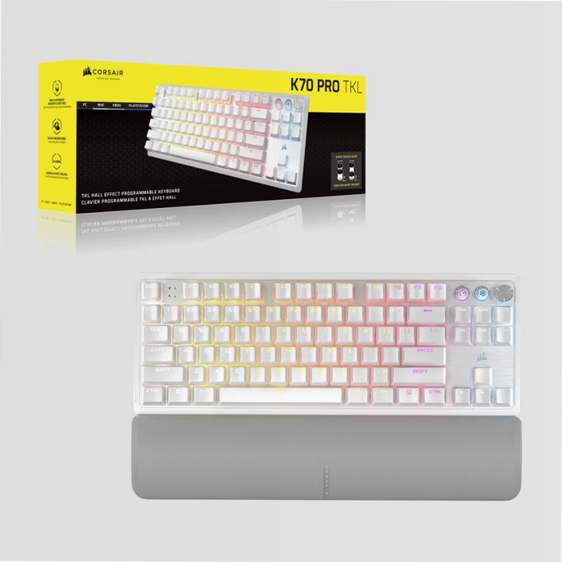Tastiera gaming programmabile ad alte prestazioni K70 PRO TKL a effetto Hall con Rapid Trigger - Bianco