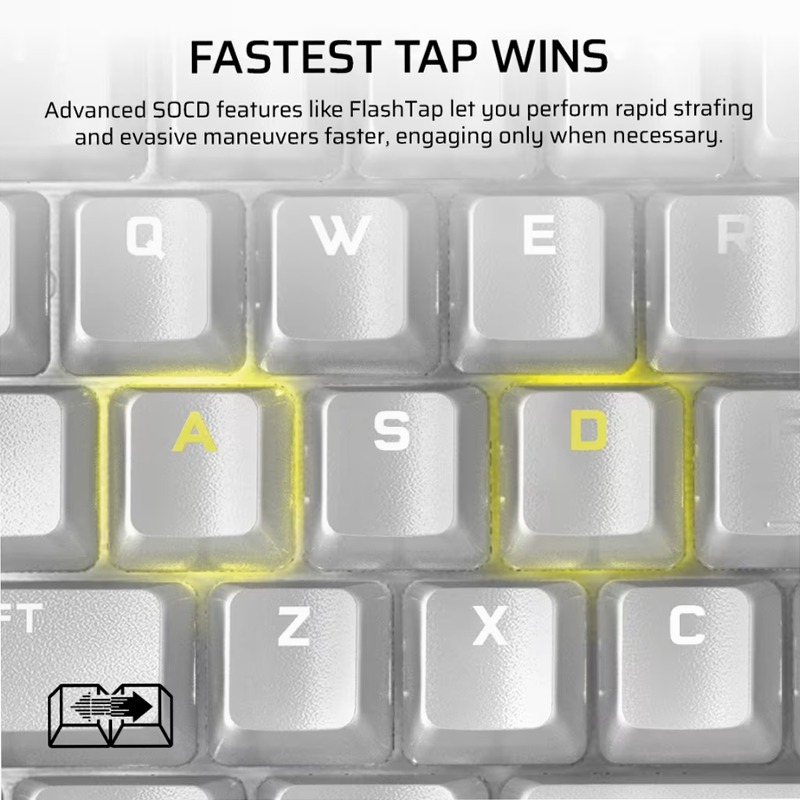 Tastiera gaming programmabile ad alte prestazioni K70 PRO TKL a effetto Hall con Rapid Trigger - Bianco