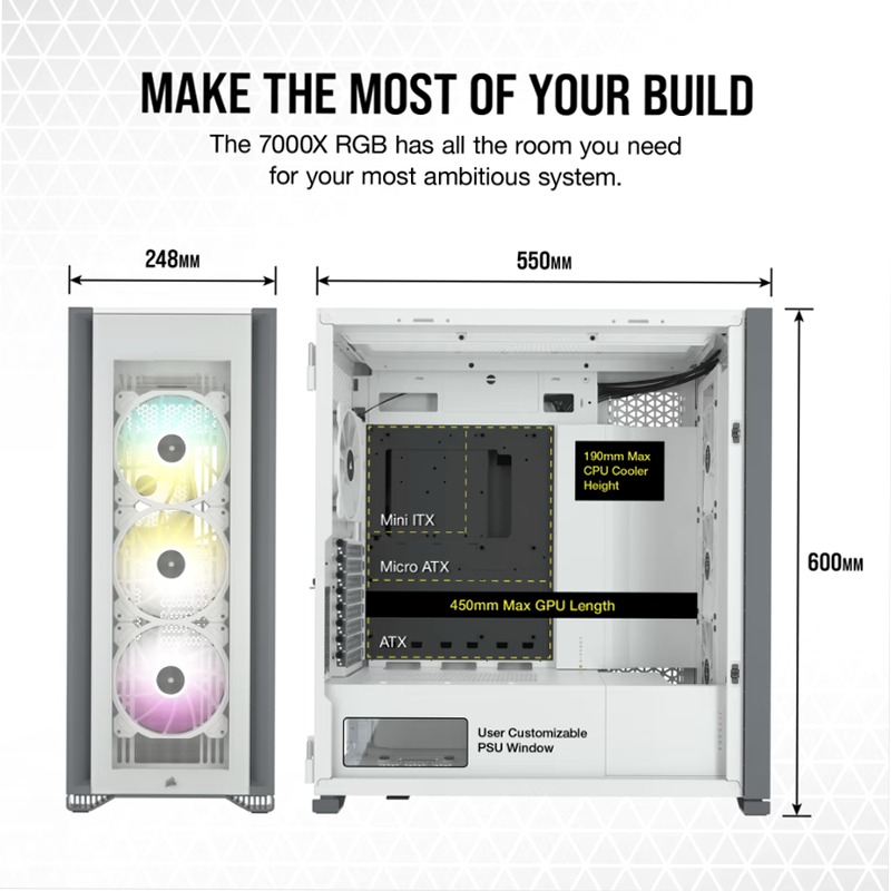 Case PC ATX Full-Tower iCUE 7000X RGB - Bianco
