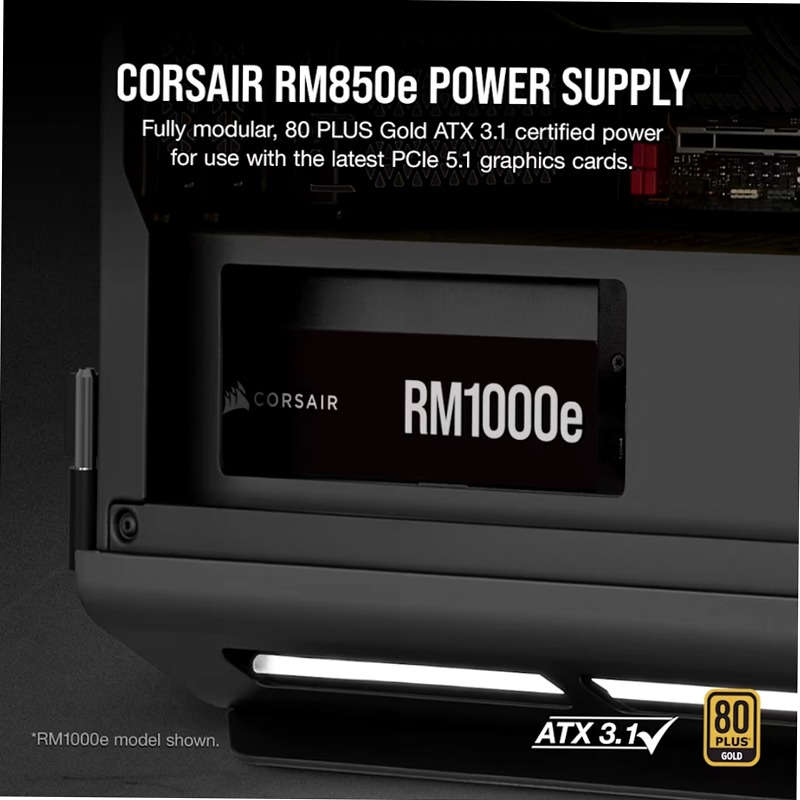 Alimentatore ATX RMe Series™ RM850 interamente modulare e a bassa rumorosità