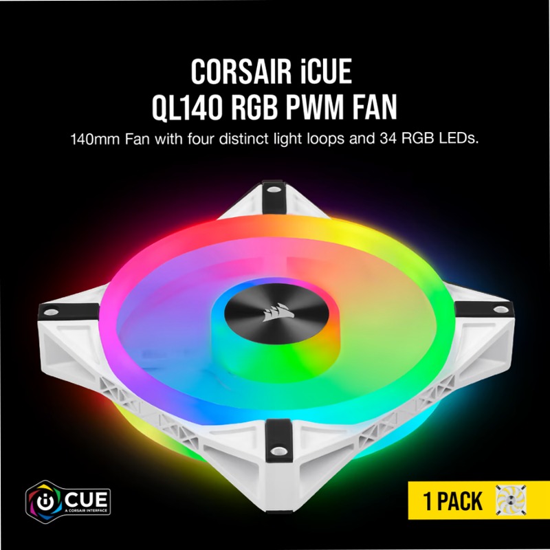 Ventola PWM iCUE QL140 RGB da 140 mm - Bianca 140mm