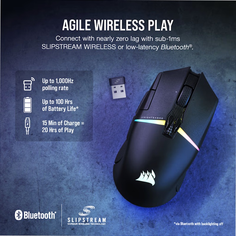 Mouse gaming NIGHTSABRE WIRELESS RGB