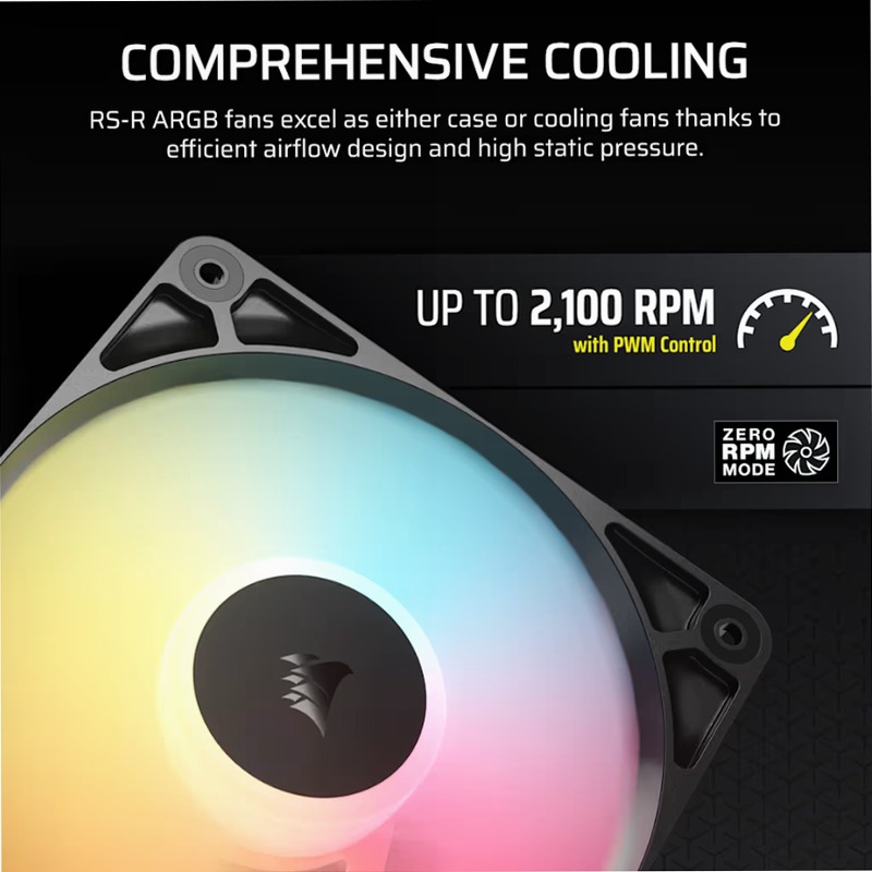 Confezione da tre ventole PWM RS120-R ARGB 4 pin PWM 120mm LED