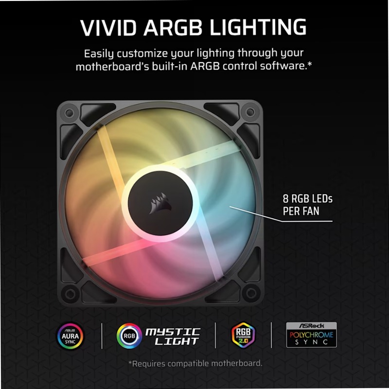 Confezione da tre ventole PWM RS120-R ARGB 4 pin PWM 120mm LED
