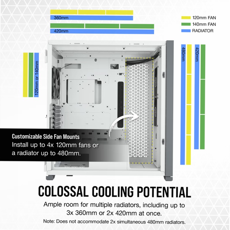 Case PC ATX Full-Tower CORSAIR 7000D AIRFLOW - Bianco 3