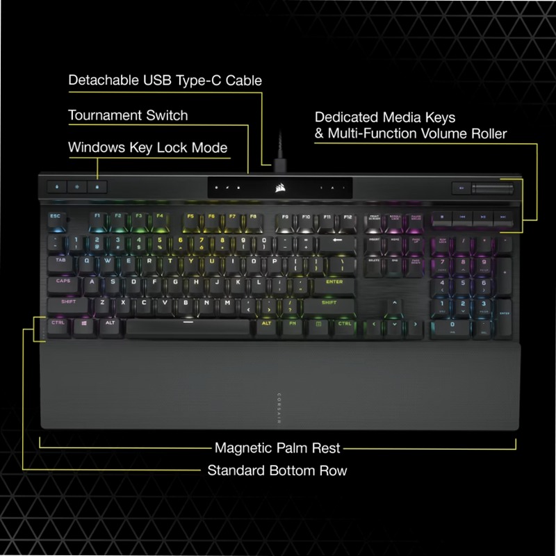 Tastiera Gaming K70 RGB PRO - CHERRY MX Red Meccanica