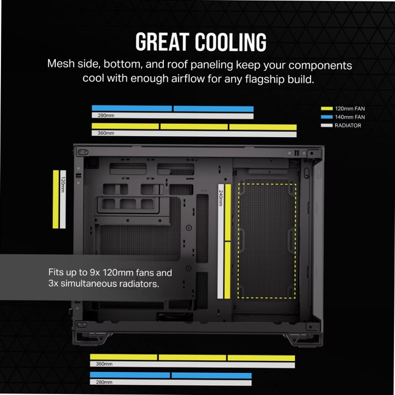 Case PC Mid-Tower a doppia camera 2500X - Nero