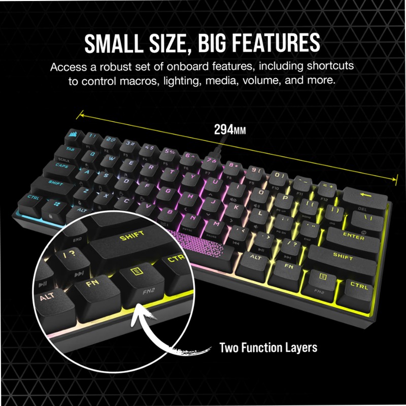 Tastiera gaming meccanica 60% K65 RGB MINI — Cherry MX SPEED — Nero