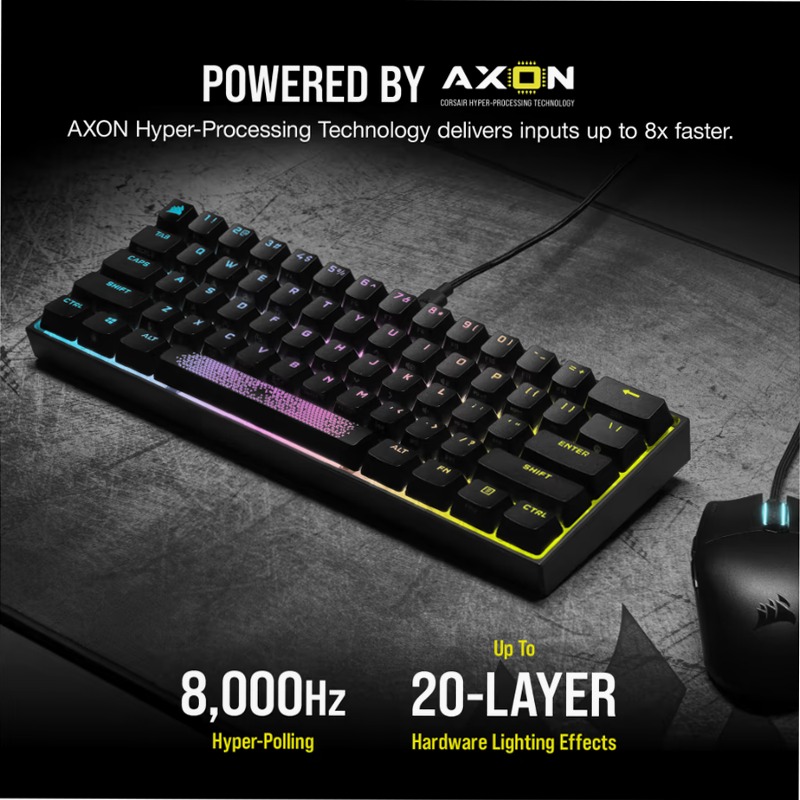 Tastiera gaming meccanica 60% K65 RGB MINI — Cherry MX SPEED — Nero