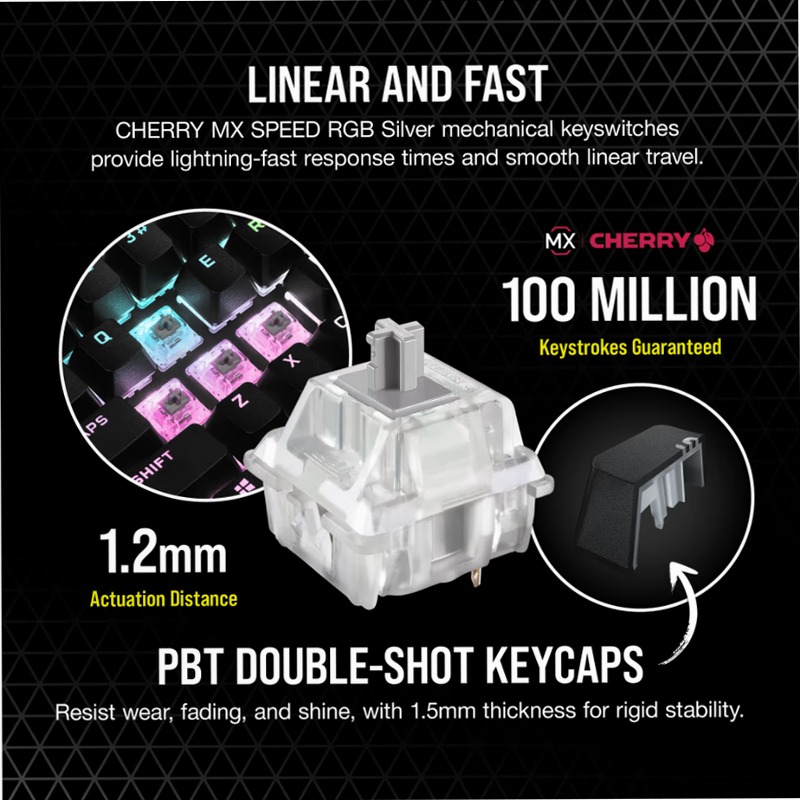 Tastiera gaming meccanica 60% K65 RGB MINI — Cherry MX SPEED — Nero