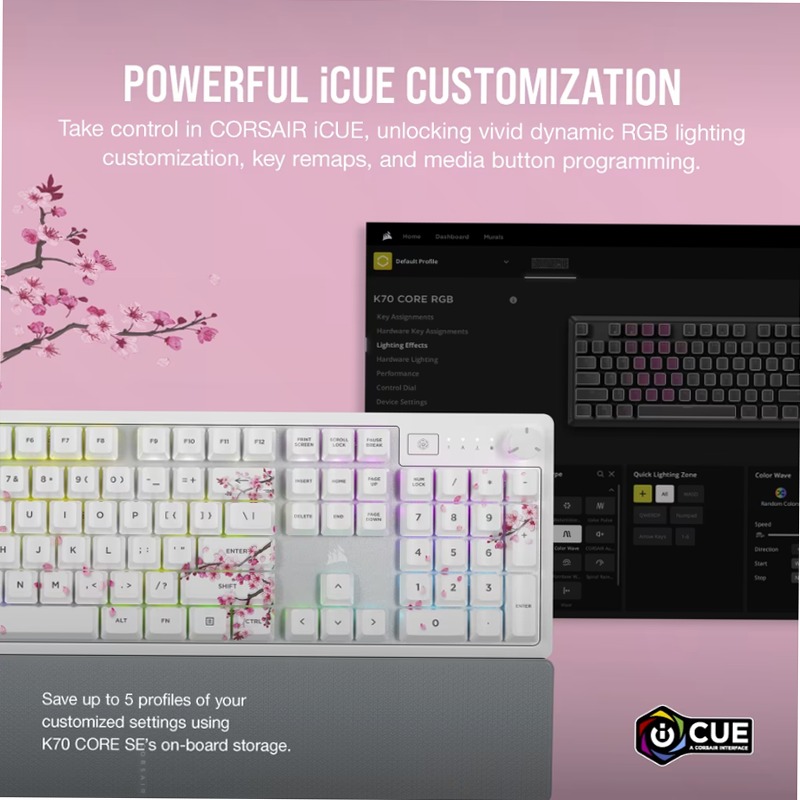 Tastiera Gaming K70 Core SE RGB – Cherry Blossom Meccanica