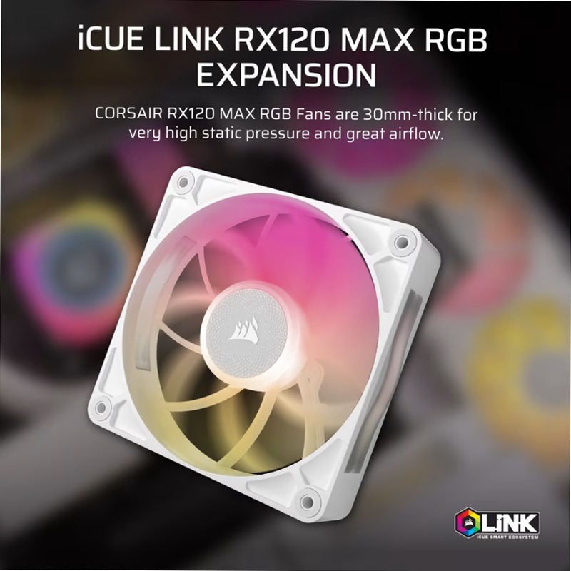 Ventole PWM iCUE LINK RX120 MAX RGB - Bianco 120mm
