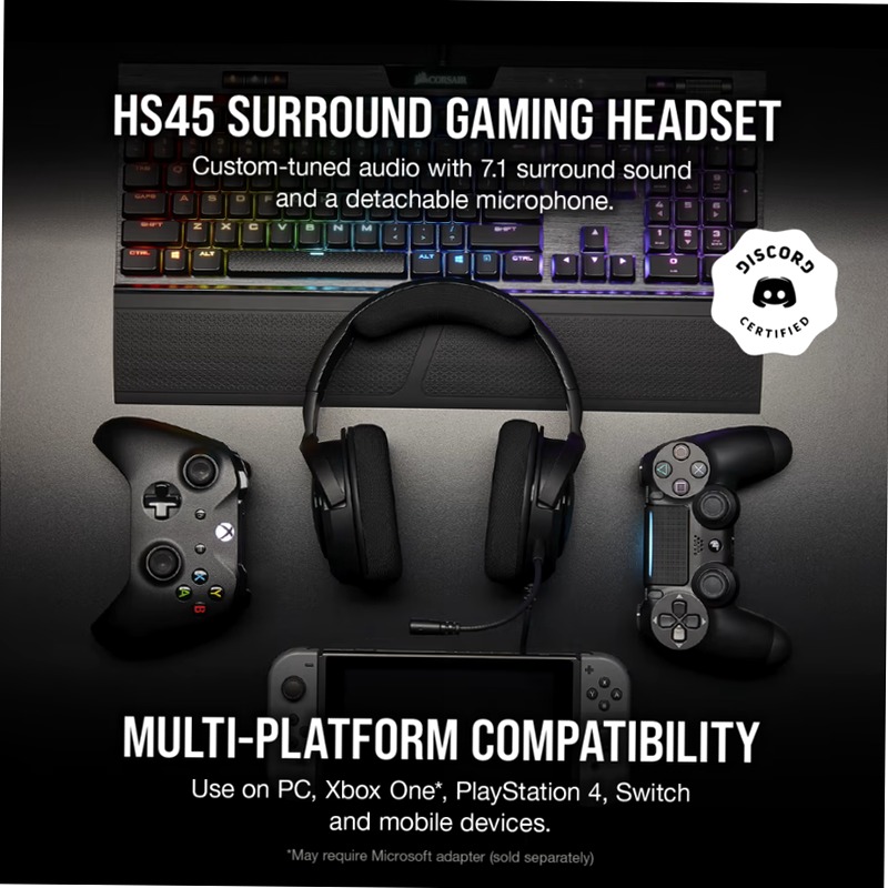 Cuffia Gaming HS45 SURROUND Carbonio Nero