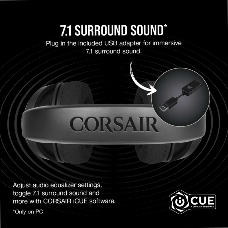 Cuffia Gaming HS45 SURROUND Carbonio Nero