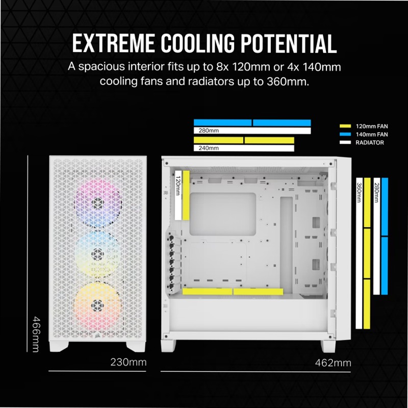 Case PC Mid-Tower 3000D RGB AIRFLOW - Bianco